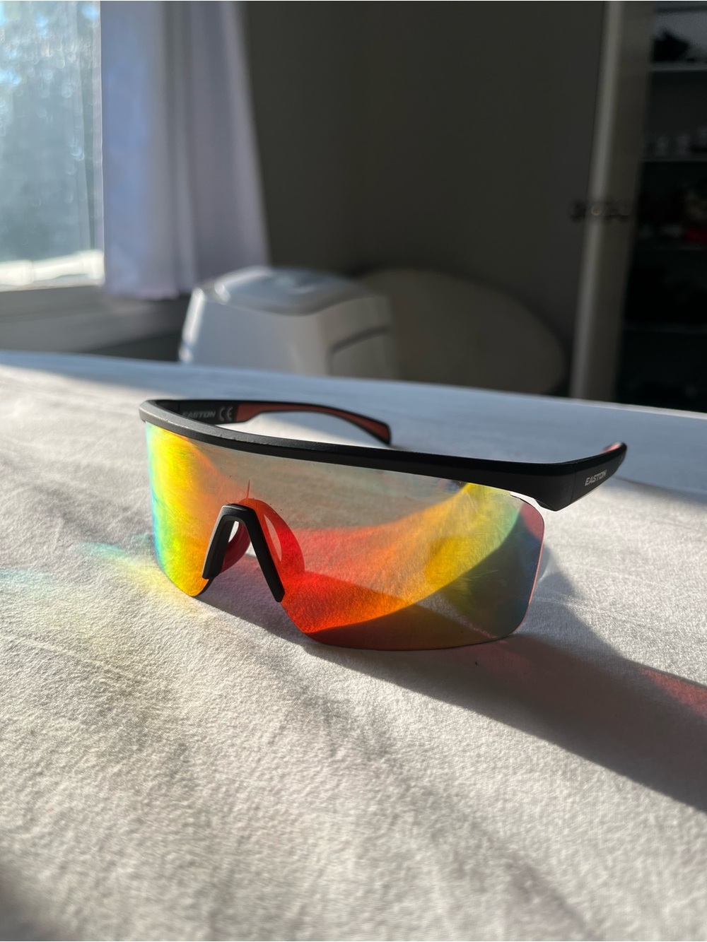 Easton Black Frame Sunglasses with Rainbow Mirrored Lens